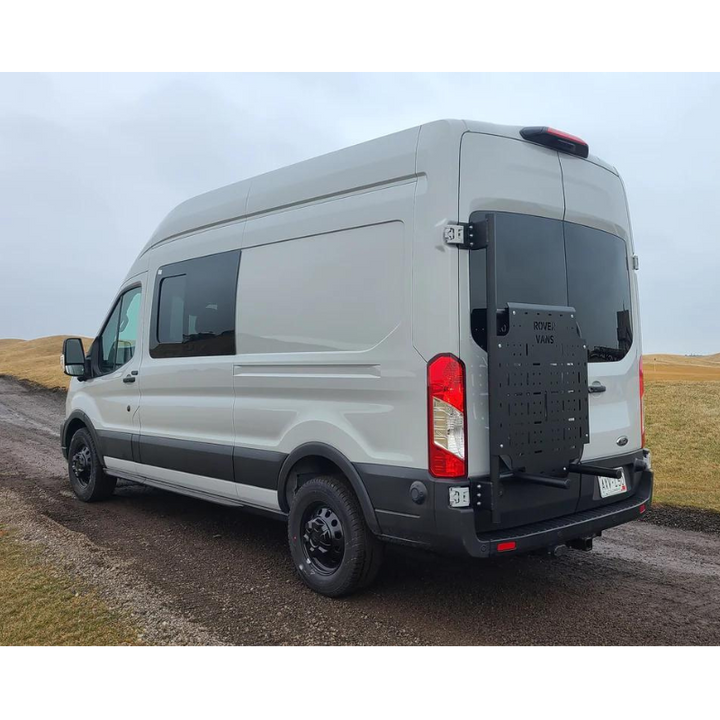 Installed Transit van tire carrier on van